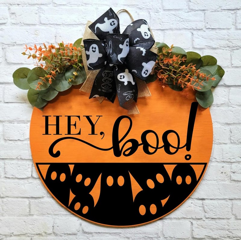 SUNVERSE Halloween Stencils for Painting on Wood 12inch Large Halloween Stencil Hey Boo Witches Spider Bats Ghost Draw Templates for Porch Hanger Doormat Fabrics DIY Crafts Decor - Image 4